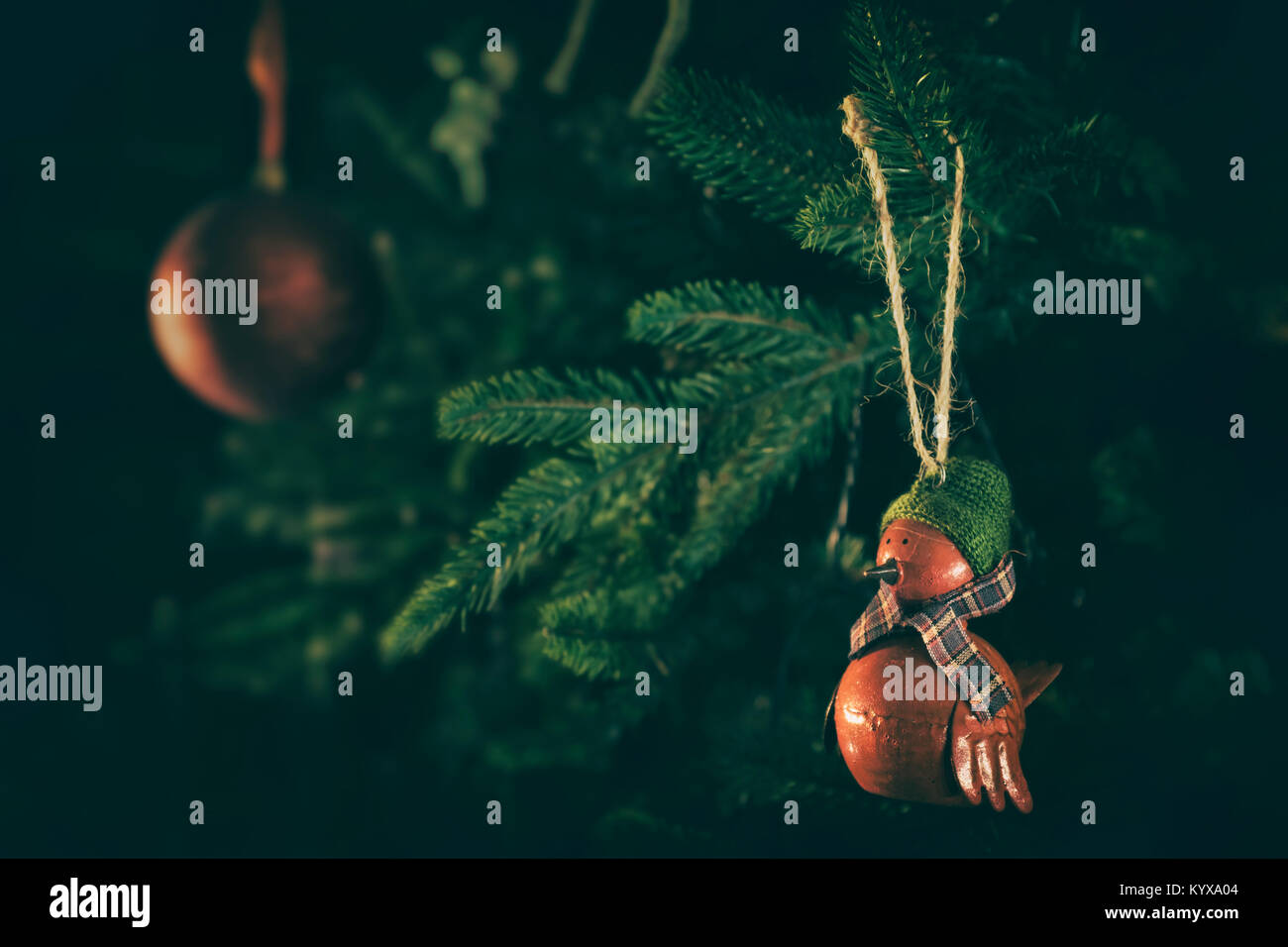 Fatto a mano Robin Decorazione per albero di Natale. Foto Stock