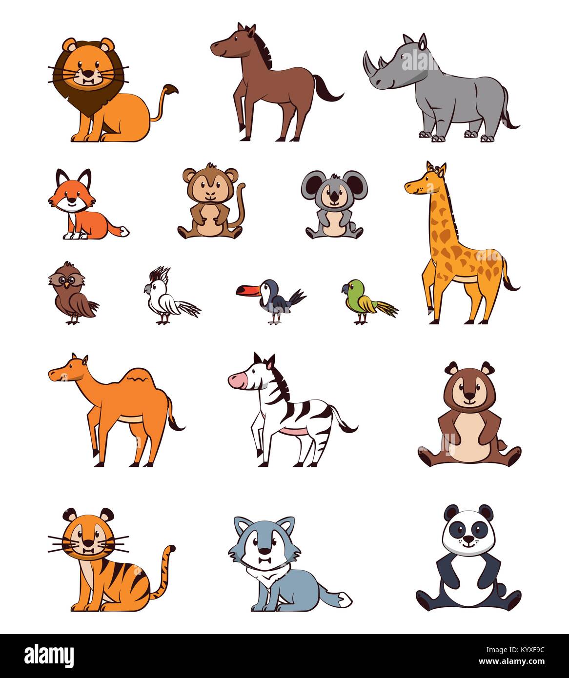 Simpatici animali cartoni animati le icone Immagine e Vettoriale - Alamy