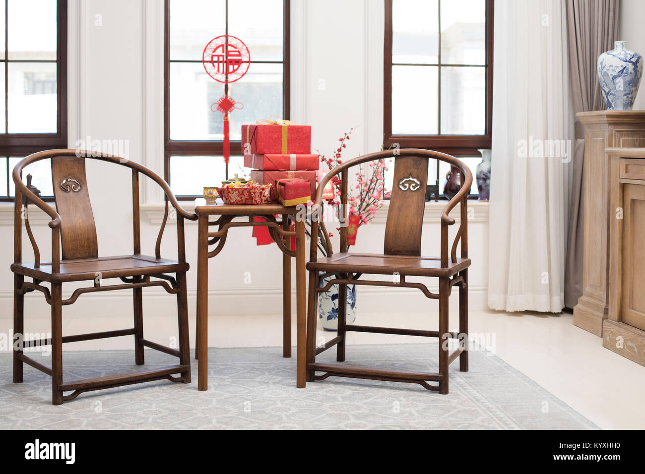 Villa classica con il nuovo anno cinese decorazione Foto Stock