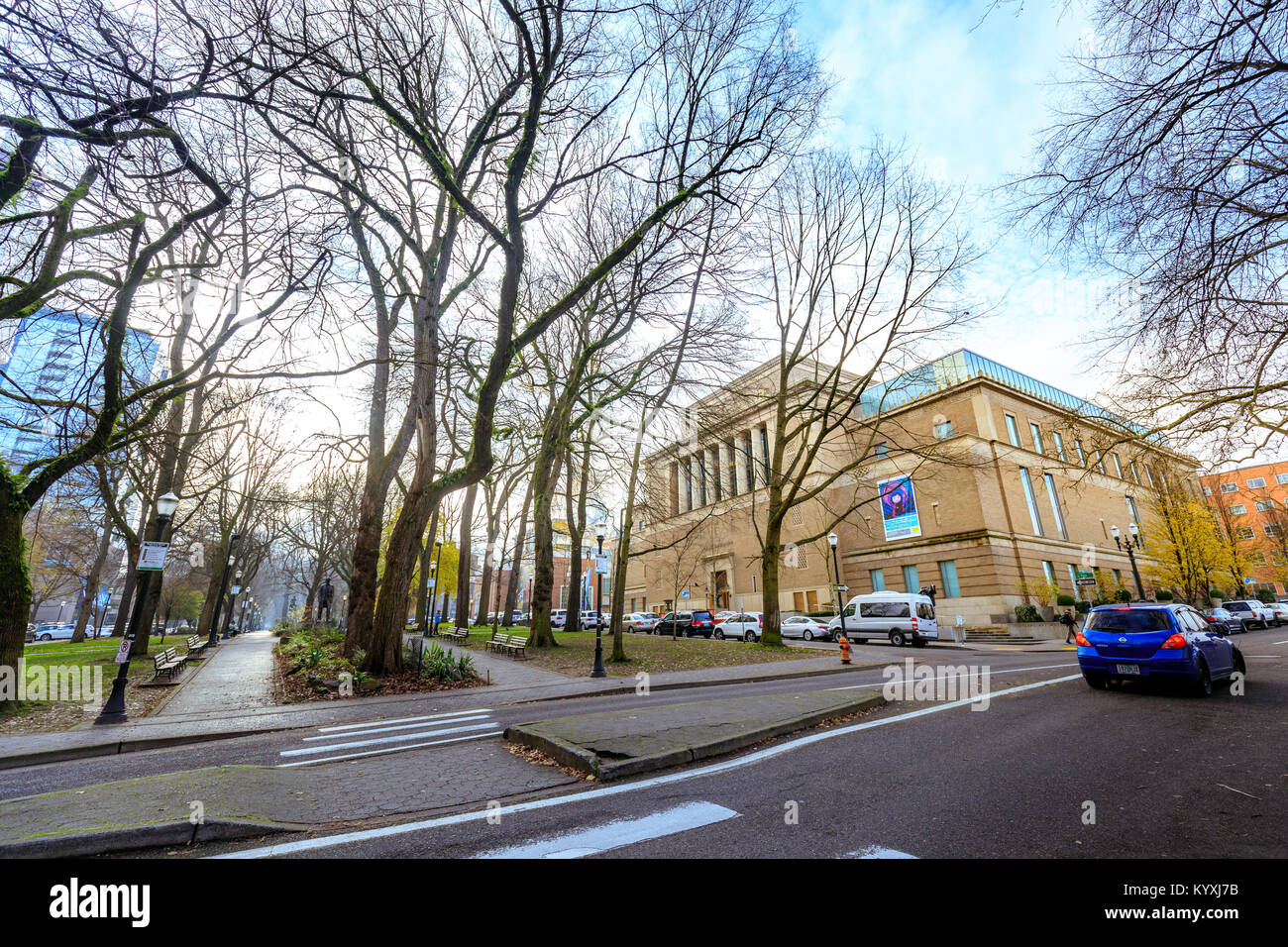 Portland, Oregon, Stati Uniti - Dic 22, 2017 : facciata del landmark Portland Art Museum. Esso è il più antico museo di arte sulla costa ovest dell'unità Foto Stock