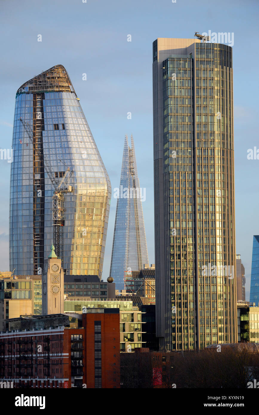 Grattacieli di Londra One Blackfriars, The Vase, The Shard, Oxo Tower, Oxo2 e Kings Reach Tower. Skyline di Londra Foto Stock