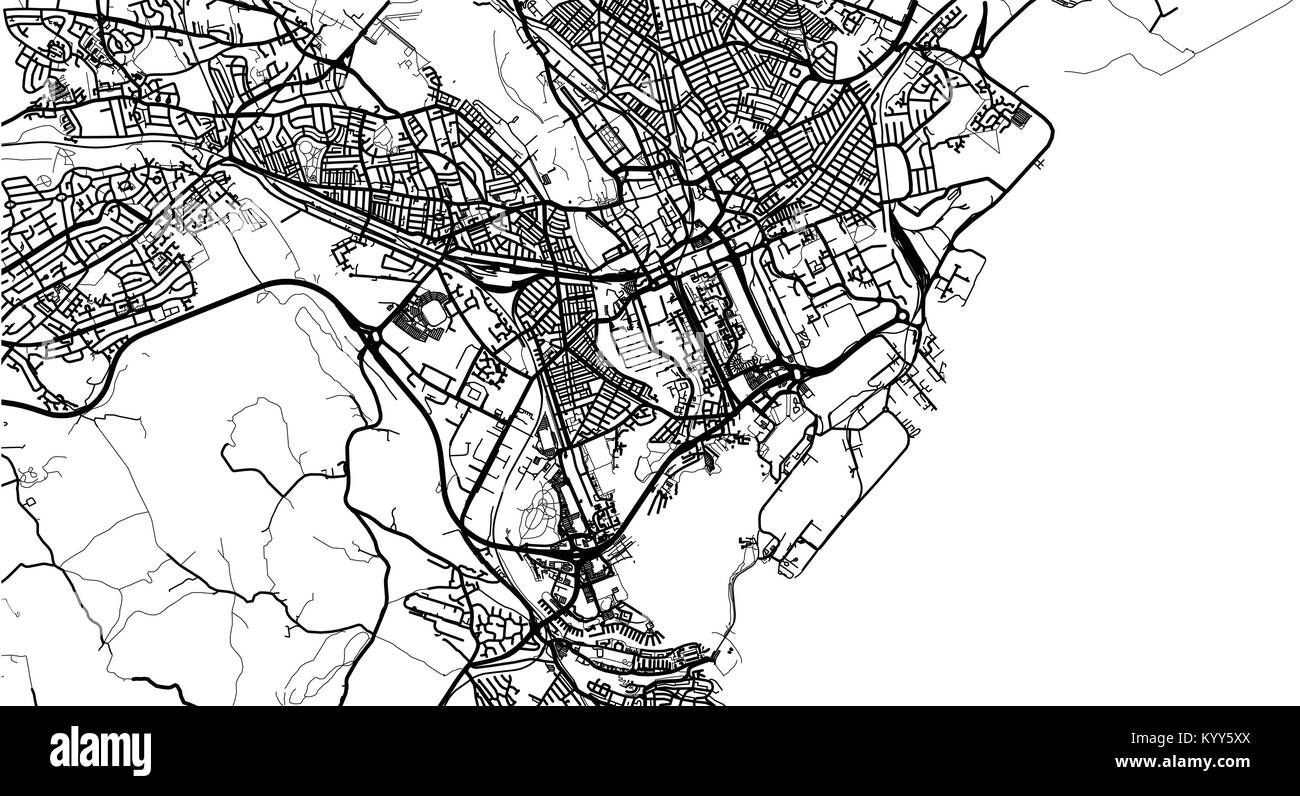 Vettore urbano mappa della città di Cardiff, Galles Illustrazione Vettoriale