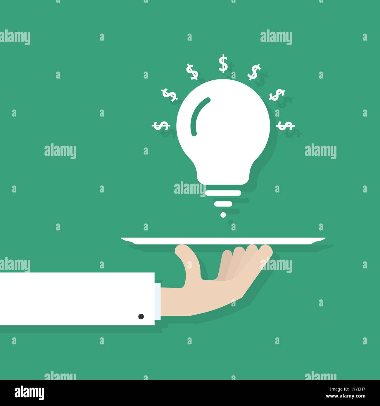 La mano che serve idea lampadina Illustrazione Vettoriale