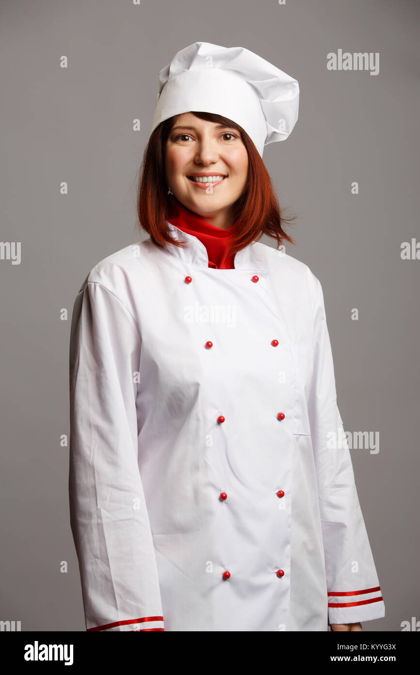 Immagine della ragazza di Cook in tunica bianca e cappuccio Foto Stock