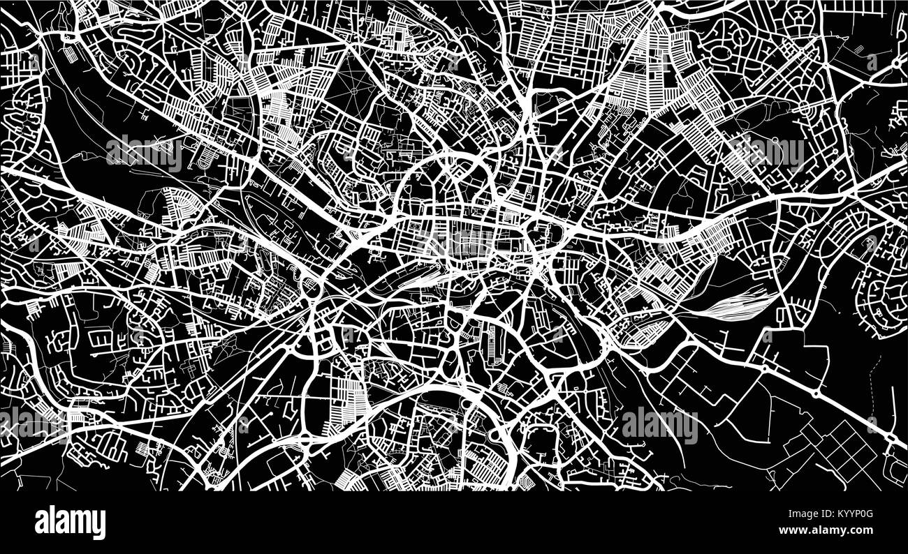 Vettore urbano mappa della città di Leeds, Inghilterra Illustrazione Vettoriale