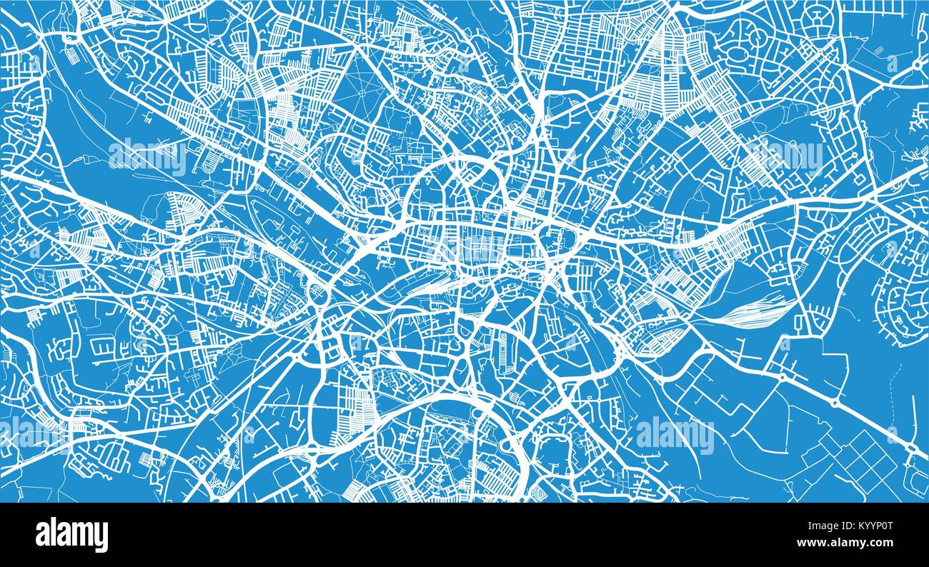 Vettore urbano mappa della città di Leeds, Inghilterra Illustrazione Vettoriale