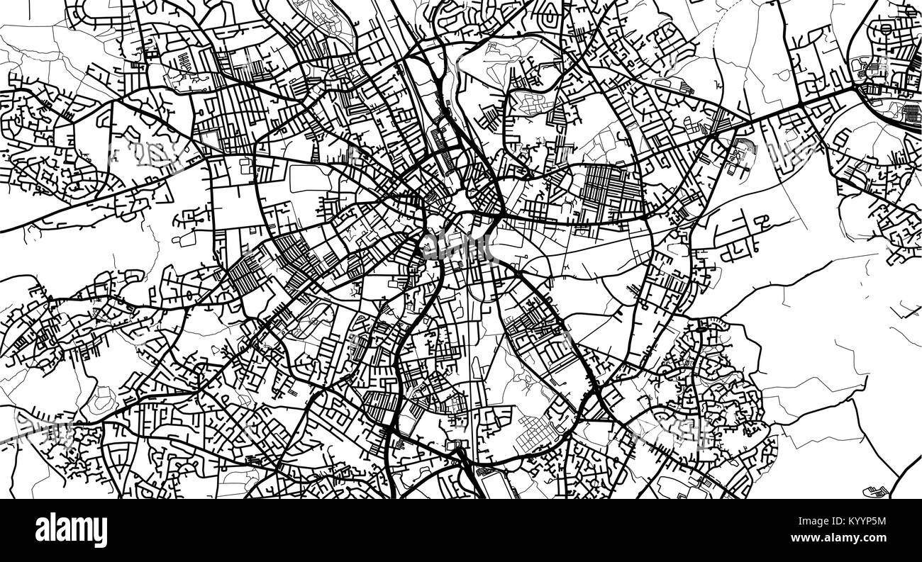 Vettore urbano mappa della città di Bradford, Inghilterra Illustrazione Vettoriale