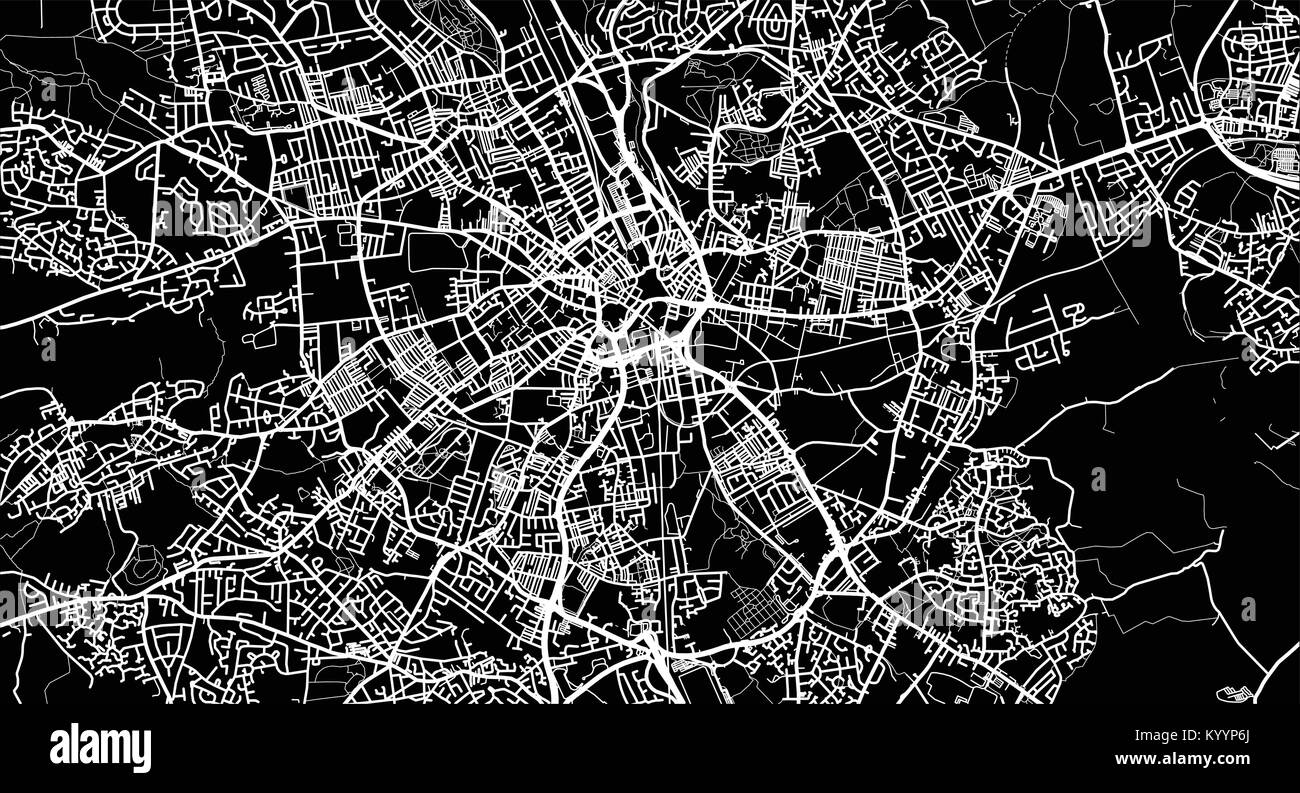 Vettore urbano mappa della città di Bradford, Inghilterra Illustrazione Vettoriale
