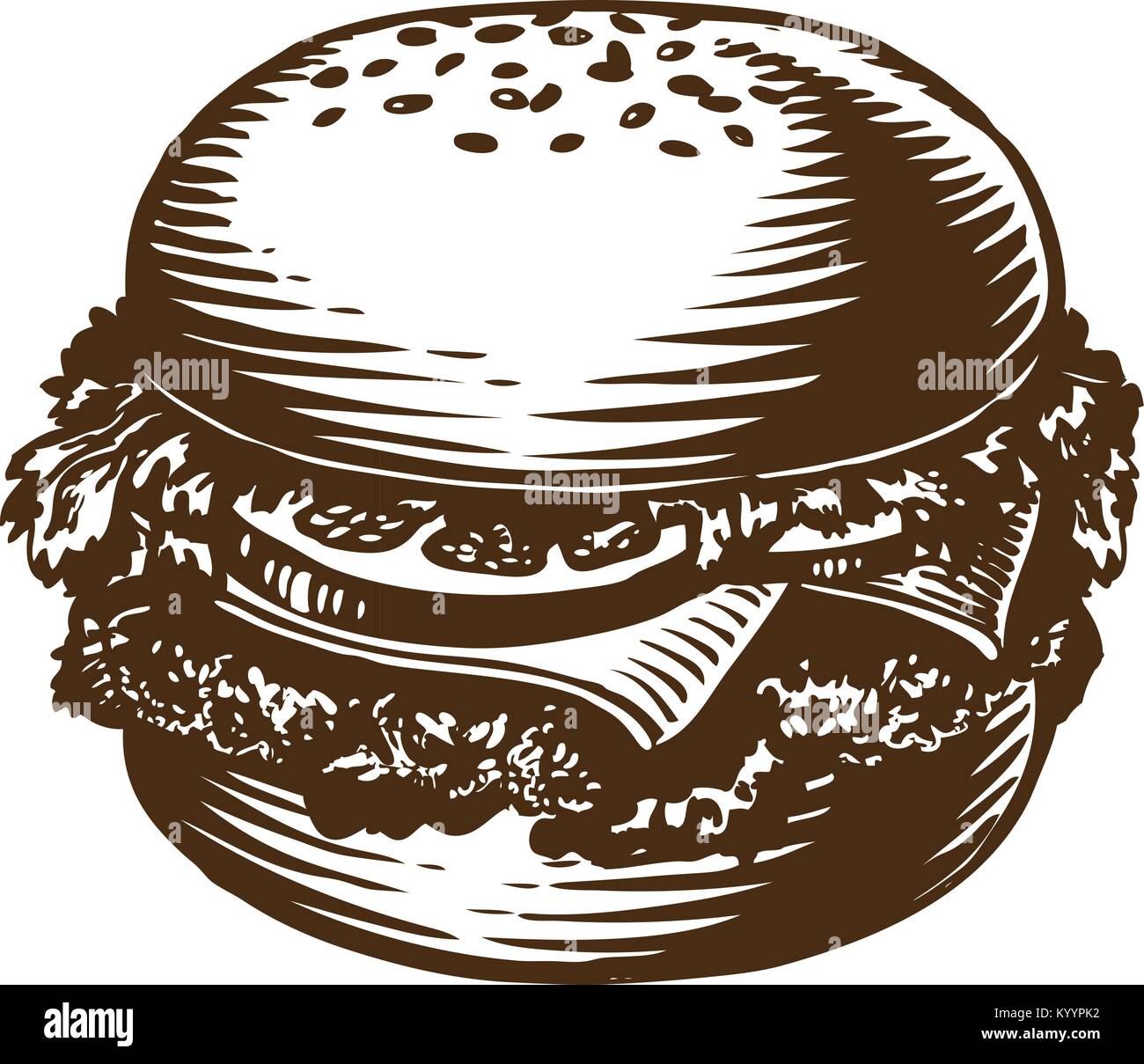 Burger, hamburger cheeseburger. American fast food schizzo illustrazione vettoriale Illustrazione Vettoriale