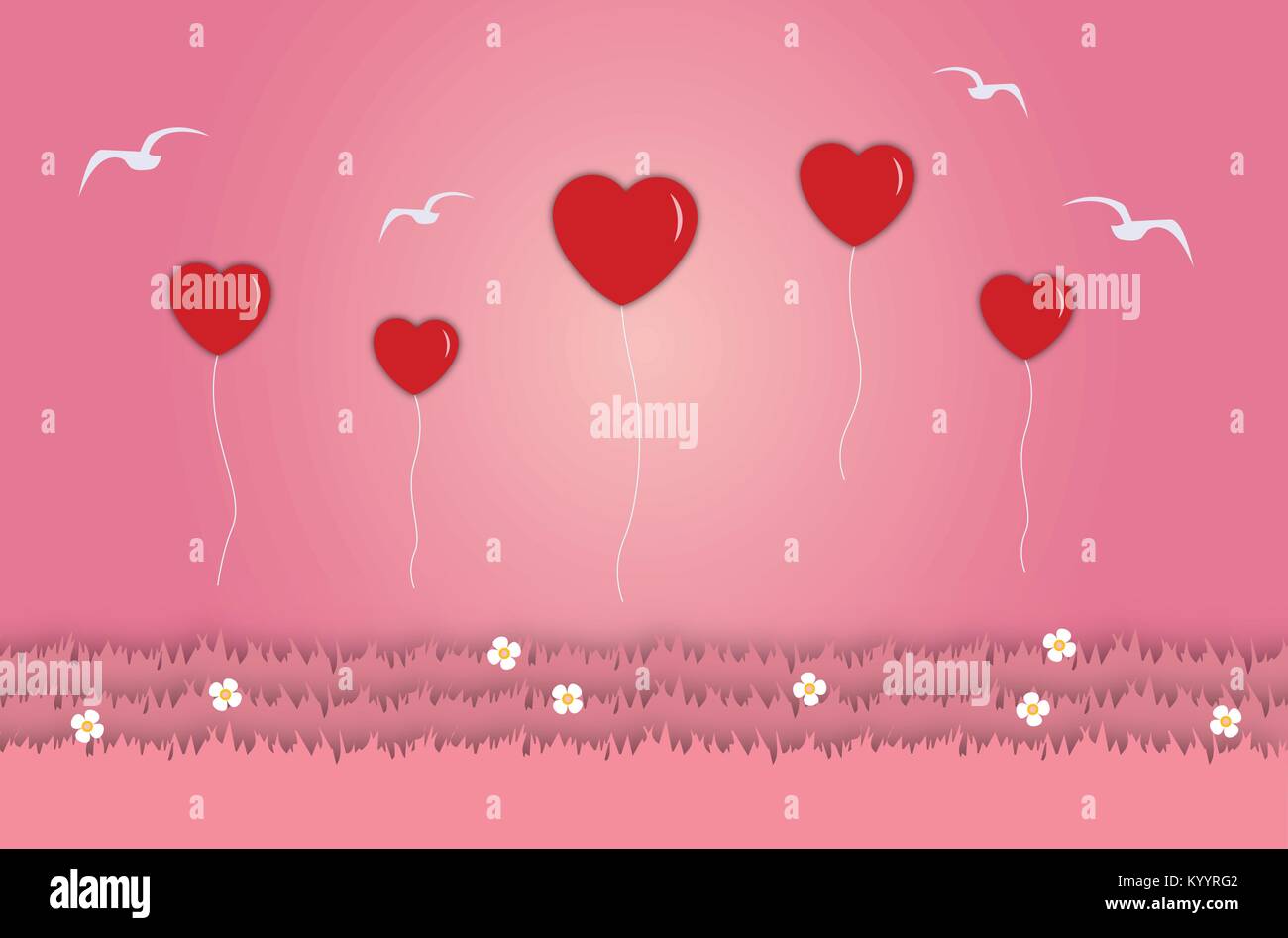 Il giorno di San Valentino amore concetto nella carta tecnica (Scalable Vector) Illustrazione Vettoriale