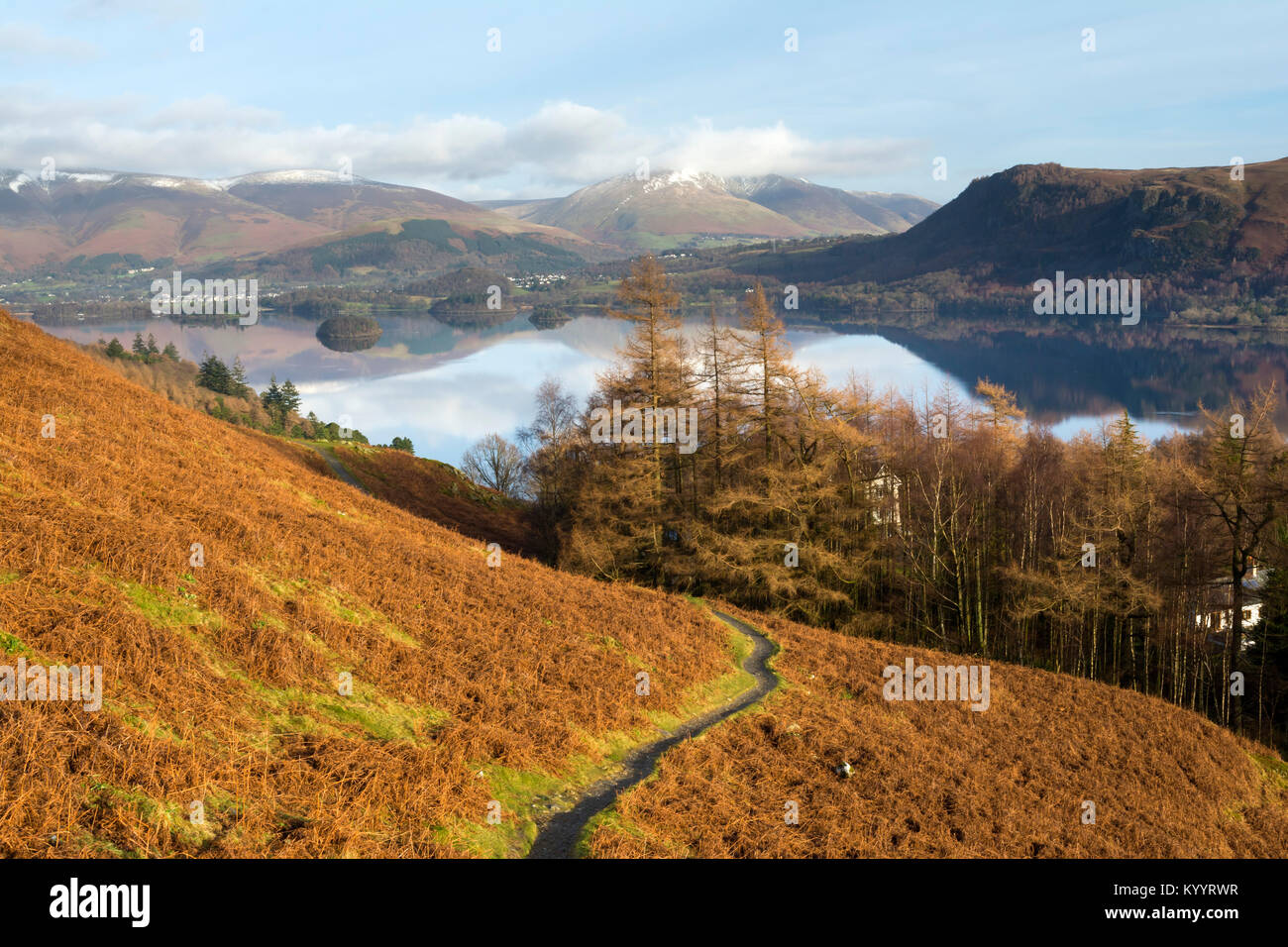 Derwent acqua dalla rupe di nero (Cat campane) - Lake District, REGNO UNITO Foto Stock