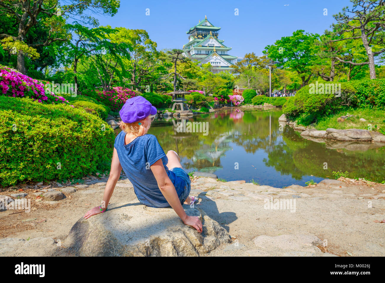 Turistico a Castello di Osaka Foto Stock