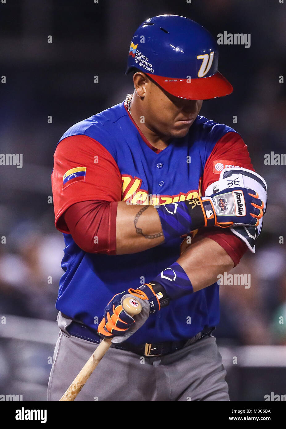 Miguel Cabrera de Venezuela, duranti el World Baseball Classic en estadio Charros de Jalisco en Guadalajara, Jalisco, Messico. Marzo 10, 2017. (Foto/Luis Gutierrez) Aspetti prima di Puerto Rico, per la partita contro il Venezuela durante il World Baseball Classic con Charros de lo Stadio Jalisco di Guadalajara, Jalisco, Messico. Marzo 10, 2017. (Foto/Luis Gutierrez) Foto Stock