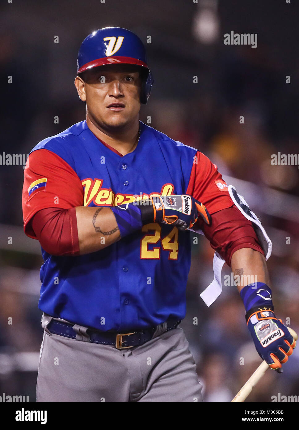 Miguel Cabrera de Venezuela, duranti el World Baseball Classic en estadio Charros de Jalisco en Guadalajara, Jalisco, Messico. Marzo 10, 2017. (Foto/Luis Gutierrez) Aspetti prima di Puerto Rico, per la partita contro il Venezuela durante il World Baseball Classic con Charros de lo Stadio Jalisco di Guadalajara, Jalisco, Messico. Marzo 10, 2017. (Foto/Luis Gutierrez) Foto Stock