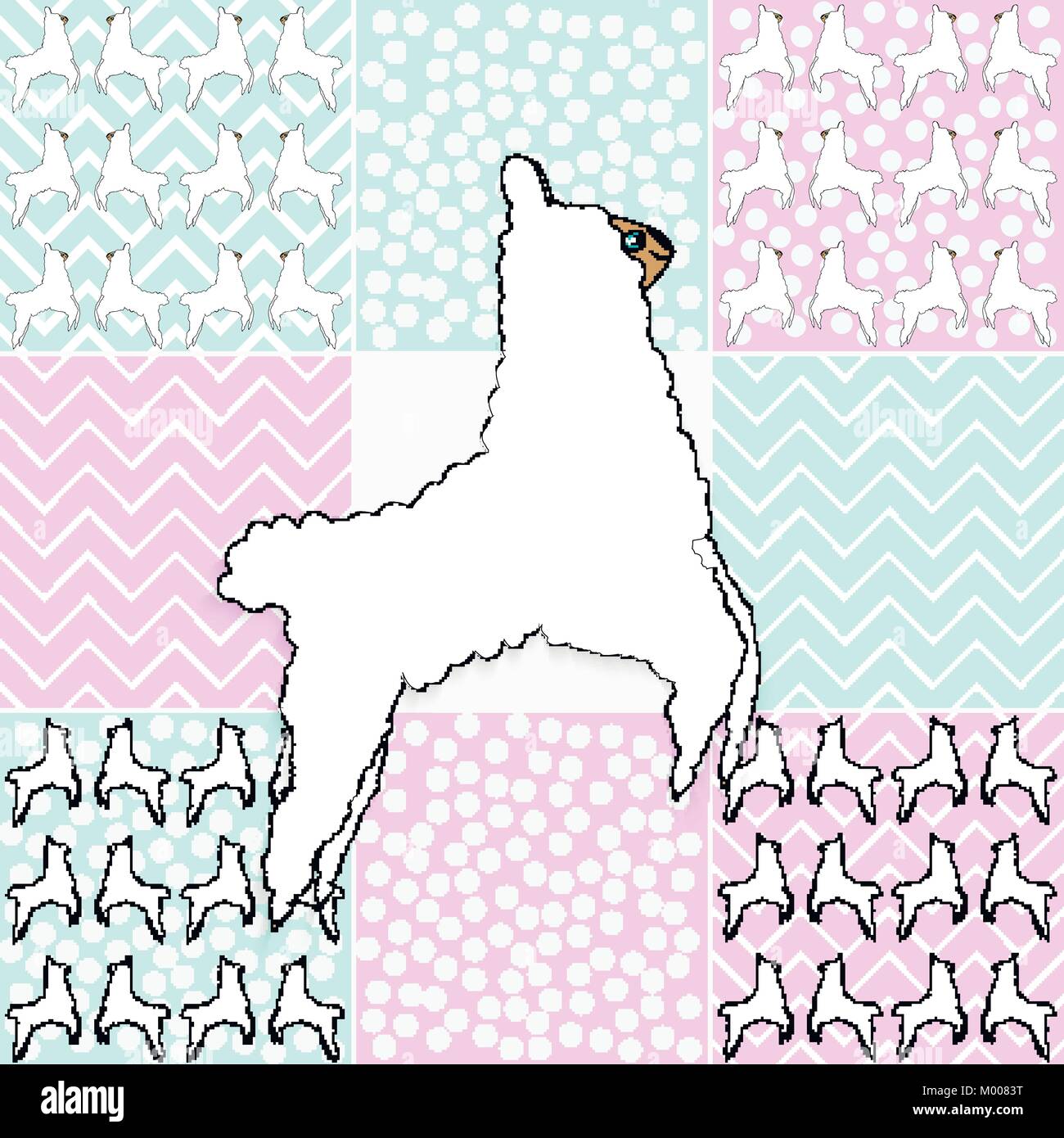 Lama bianco set carino di seamless pattern. La texture eps 10 Illustrazione Vettoriale