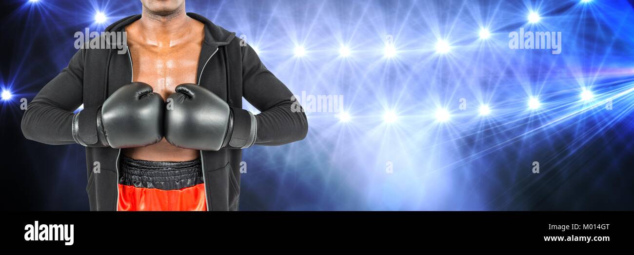 Boxer uomo con luci luminose Foto Stock