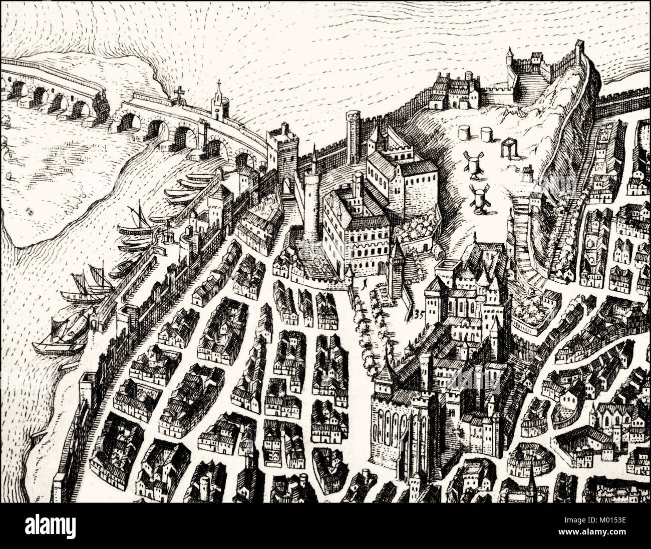 La città di Avignon, Francia meridionale del XVII secolo Foto Stock