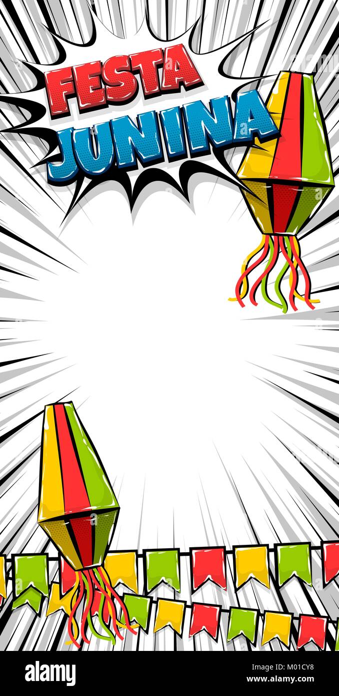 Festa Junina testo verticale banner Illustrazione Vettoriale