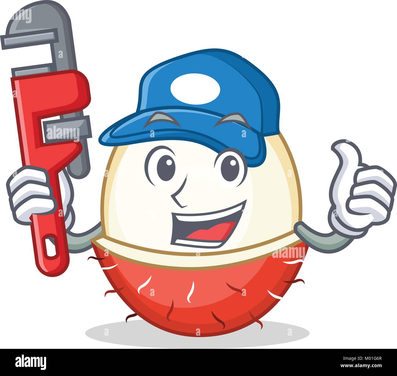 Plumber rambutan mascotte stile cartone animato Illustrazione Vettoriale