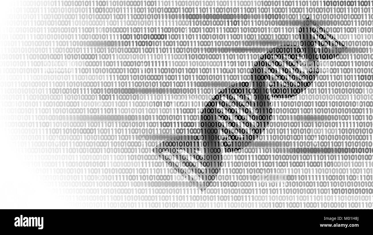 DNA codice binario computer futuro concetto tecnologico. La scienza del genoma struttura OGM modificati ingegneria molecolare segno di simbolo medicina gene codifica modello di pagina di intestazione illustrazione vettoriale Illustrazione Vettoriale