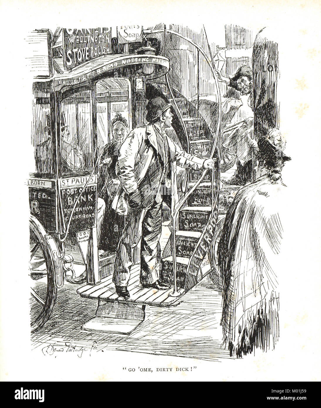 Scena quotidiana su un omnibus, XIX secolo Foto Stock