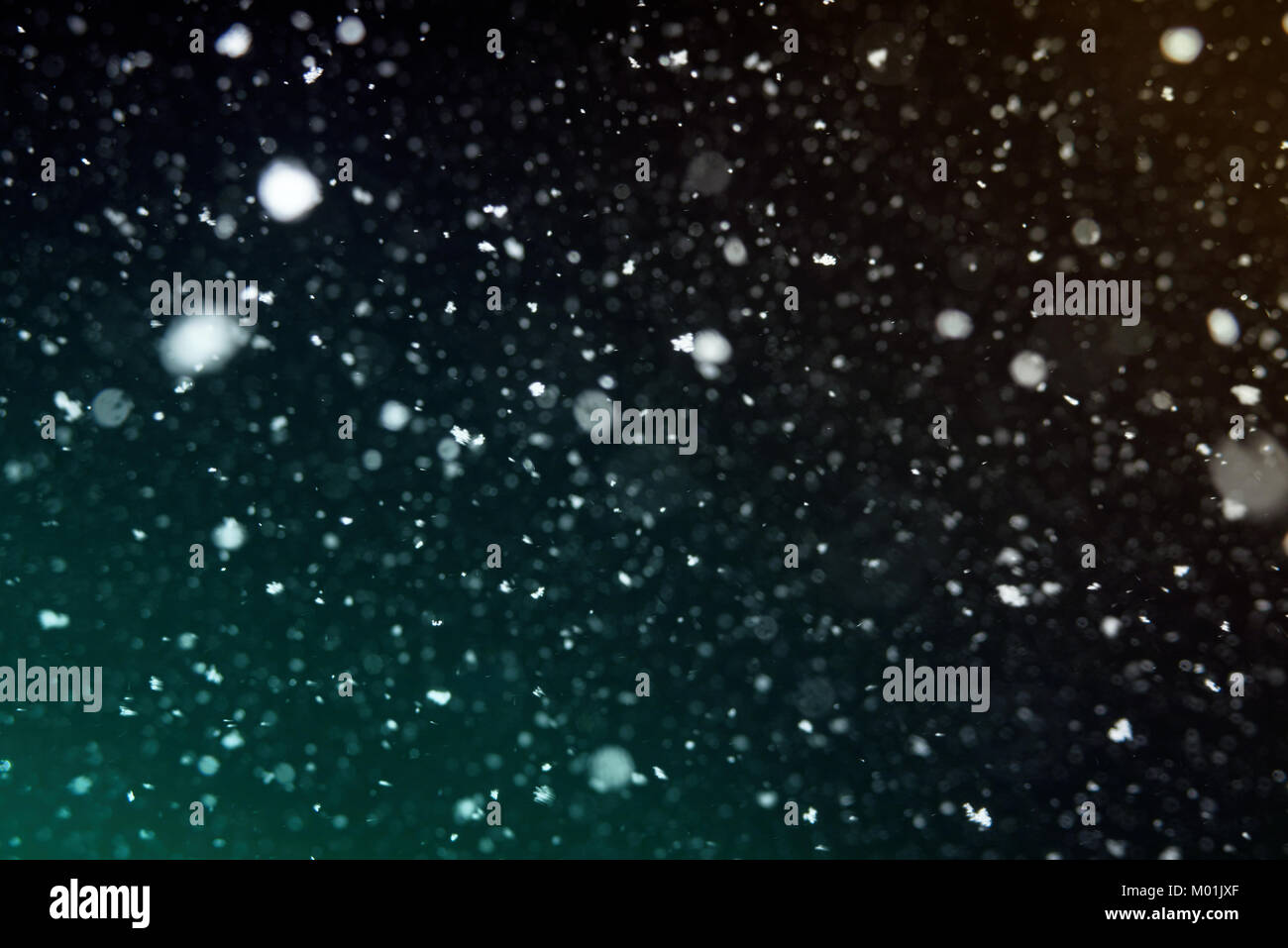 Sfondo scuro di polvere di neve di notte Foto Stock