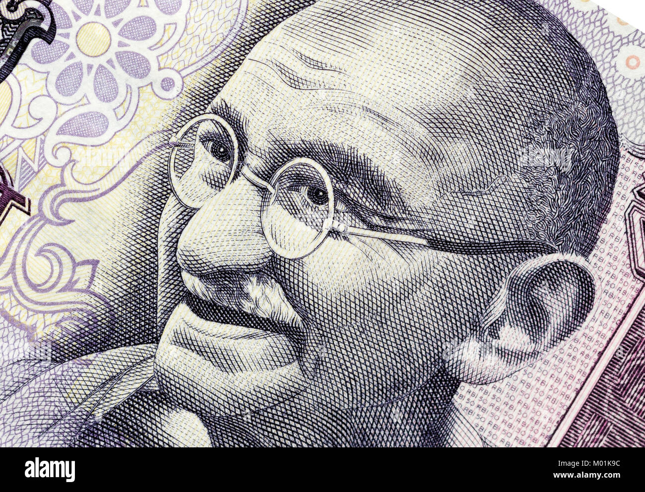 Biella, Italia - 29 ottobre 2017. Banconota con il Mahatma Gandhi ritratto. Reserve Bank of India Foto Stock