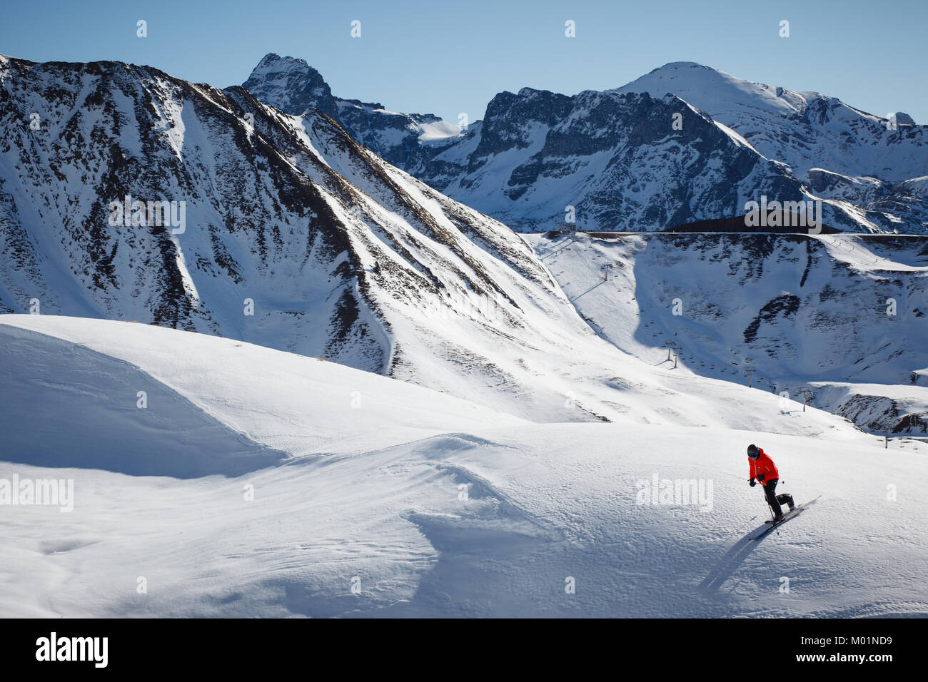 21/12/14 Club de Torocuervo Telemark en Astún, Huesca, Spagna. Foto de James Sturcke | www.sturcke.org Foto Stock