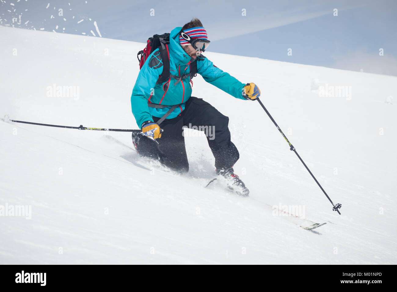 13/3/16 Backcountry telemark a Llano de la Casa / Alcaira / Loma Sagarraga, Sierra de la Demanda, La Rioja, Spagna. Foto Stock