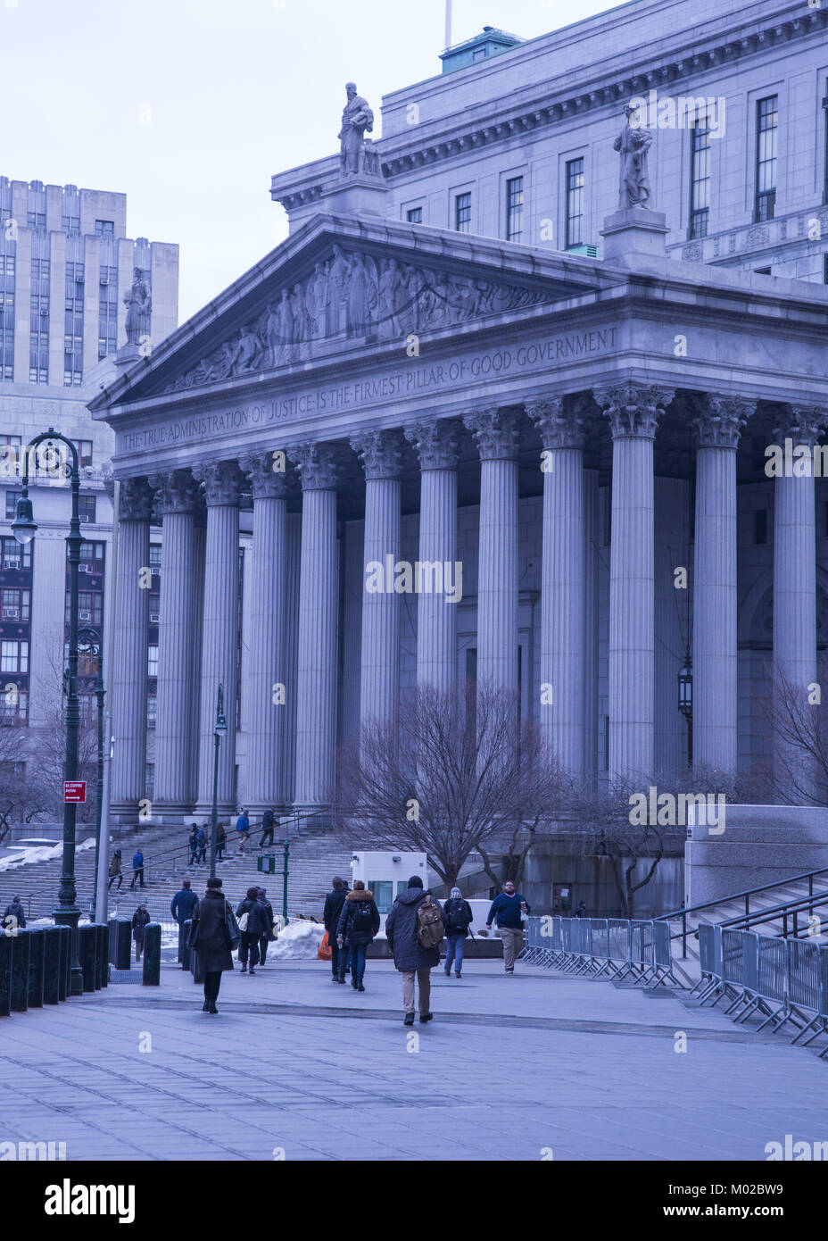 Il Daniel Patrick Moynihan United States Courthouse è un tribunale di Manhattan a 500 Pearl Street in Foley Square nel centro civico quartiere Foto Stock