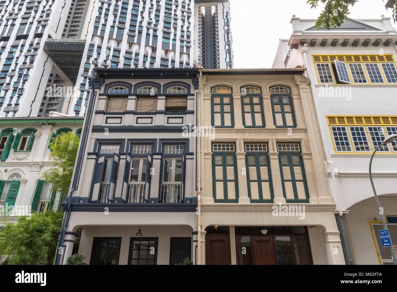 Singapore - esterno del vecchio xix secolo edificio residenziale Foto Stock