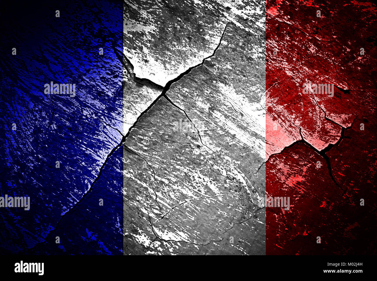 Bandiera francese sulla parete grunge Foto Stock