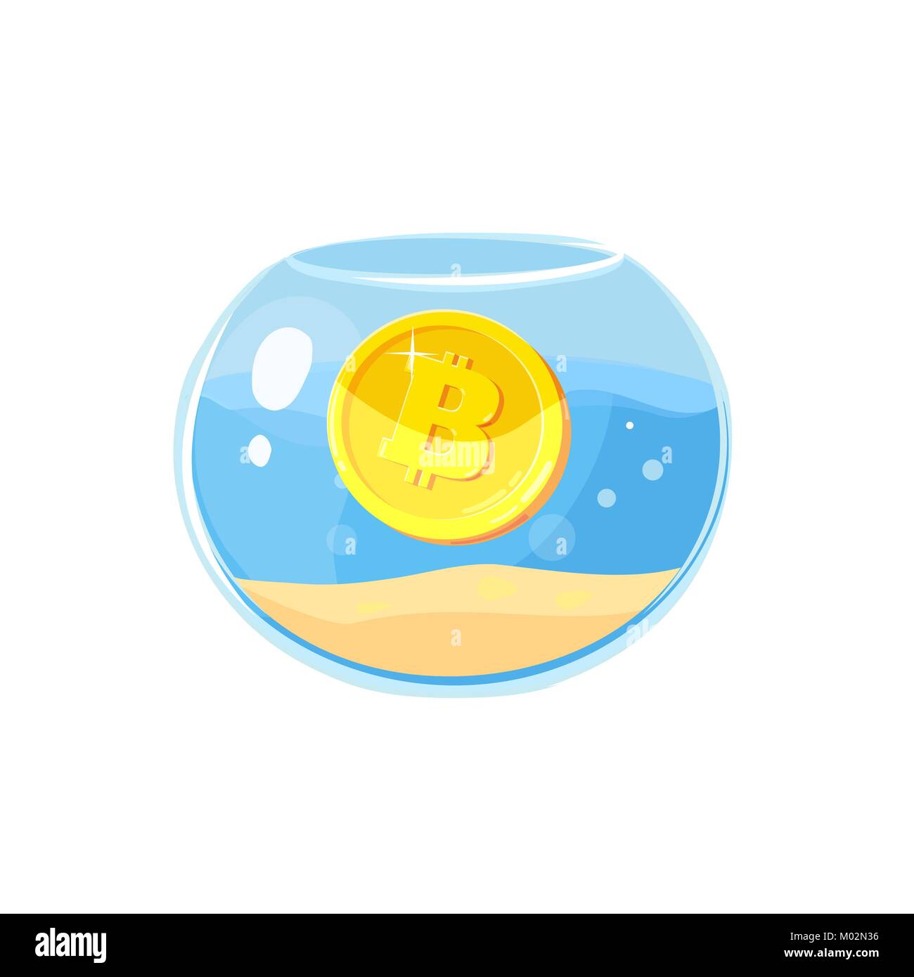 Cartoon valuta digitale. Oro cryptocurrency. Denaro e finanze simbolo. Il minatore bit criptocurrency coin. Illustrazione Vettoriale