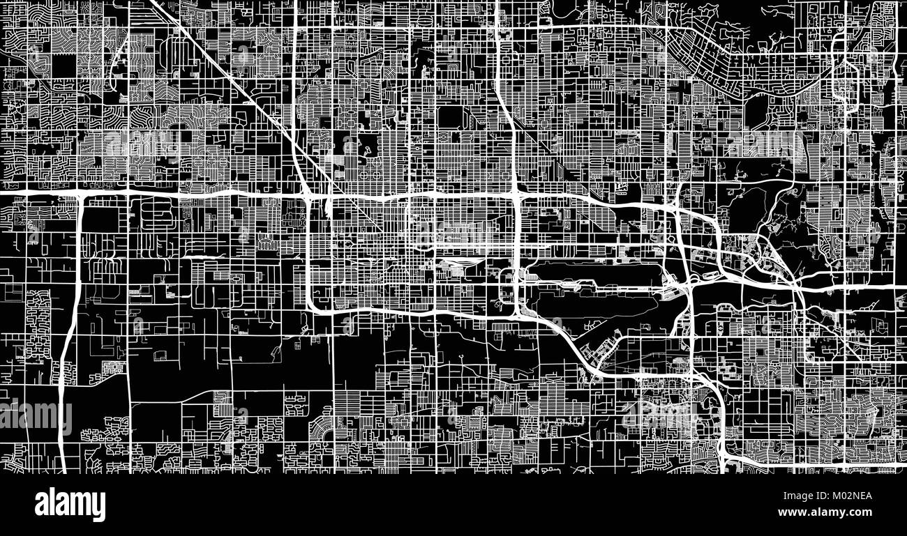 Vettore urbano mappa della città di Phoenix, Arizona, Stati Uniti d'America Illustrazione Vettoriale