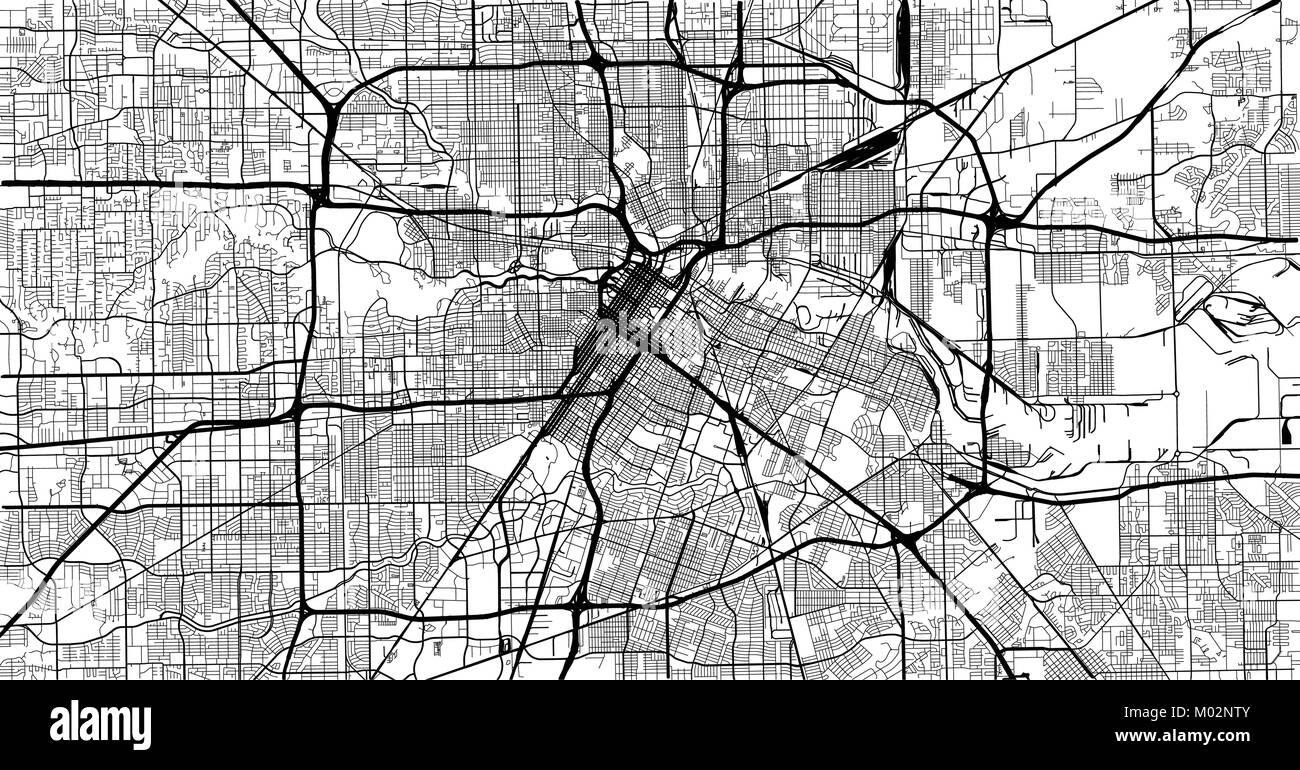 Vettore urbano mappa della città di Houston, Texas, Stati Uniti d'America Illustrazione Vettoriale