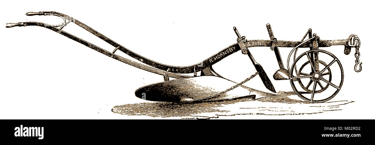 Attrezzi Agricoli - Vecchio agricoltura aratri (Hornsby's aratro) - Inghilterra 1876 Foto Stock