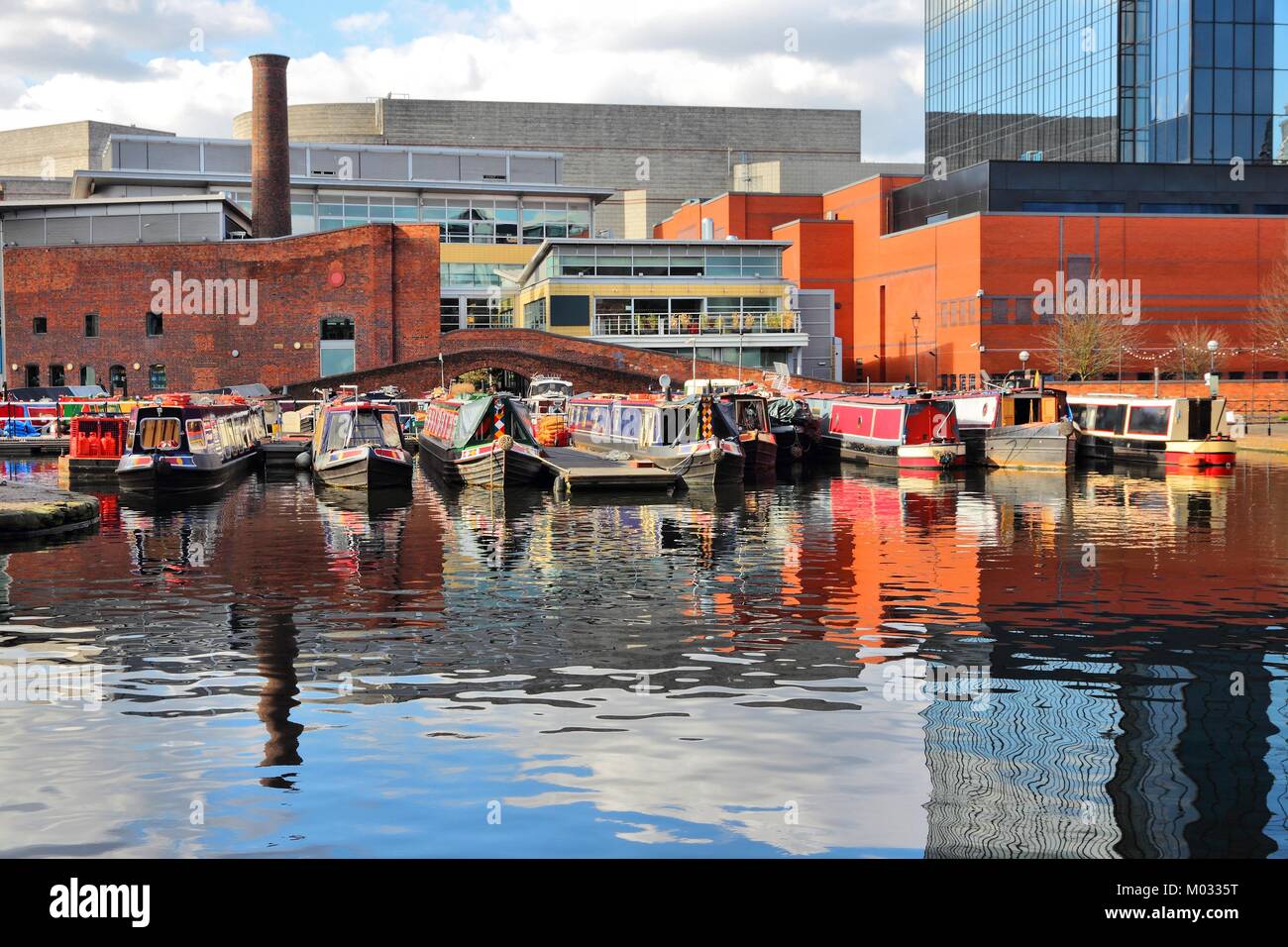 Acqua di Birmingham canal network - famoso Gas Street Basin. West Midlands in Inghilterra. Foto Stock