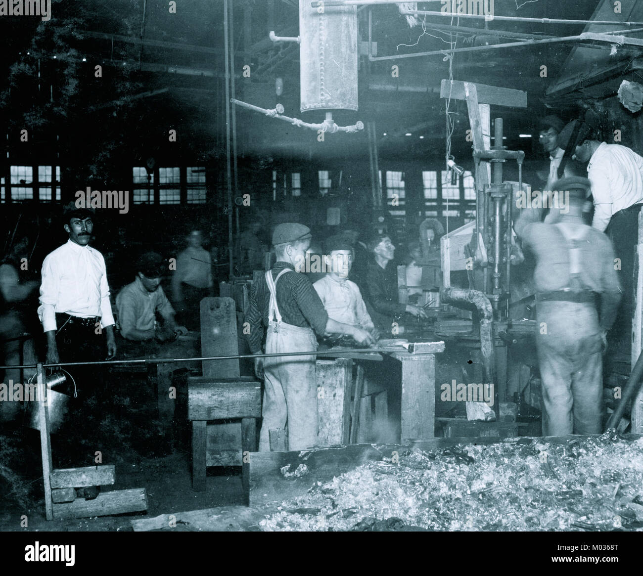 Scena notturna in Cumberland Glass Works, Bridgeton, N.J. Foto Stock