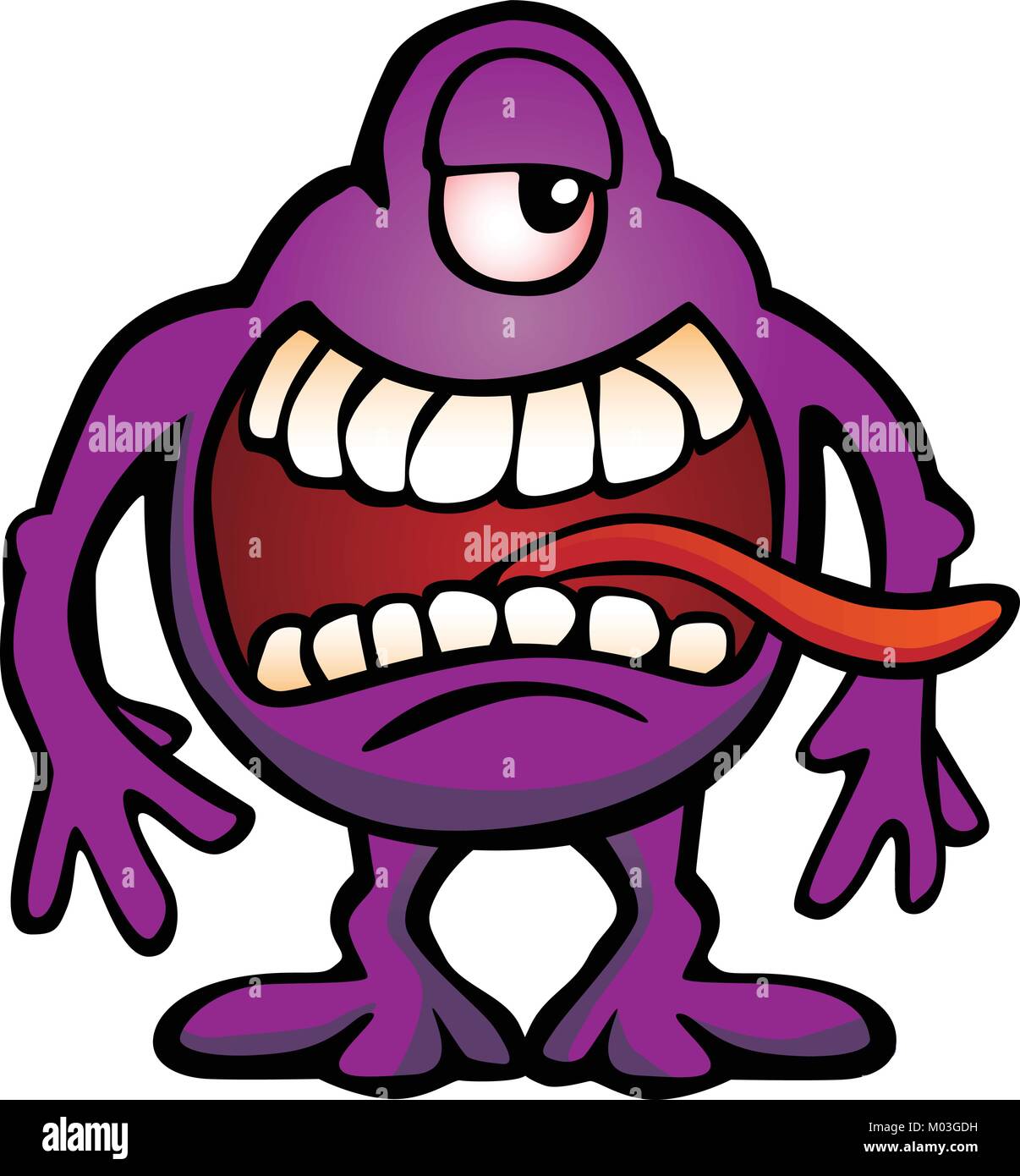 Silly Alien Monster creatura Cartoon illustrazione vettoriale Illustrazione Vettoriale