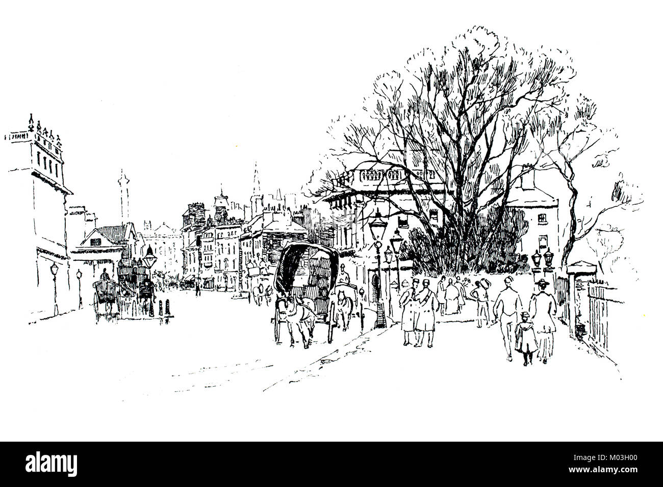 Guardando verso Charing Cross, illustrazione di linea da Herbert Marshall dal 1893 lo studio di una rivista illustrata di belle e arte applicata Foto Stock