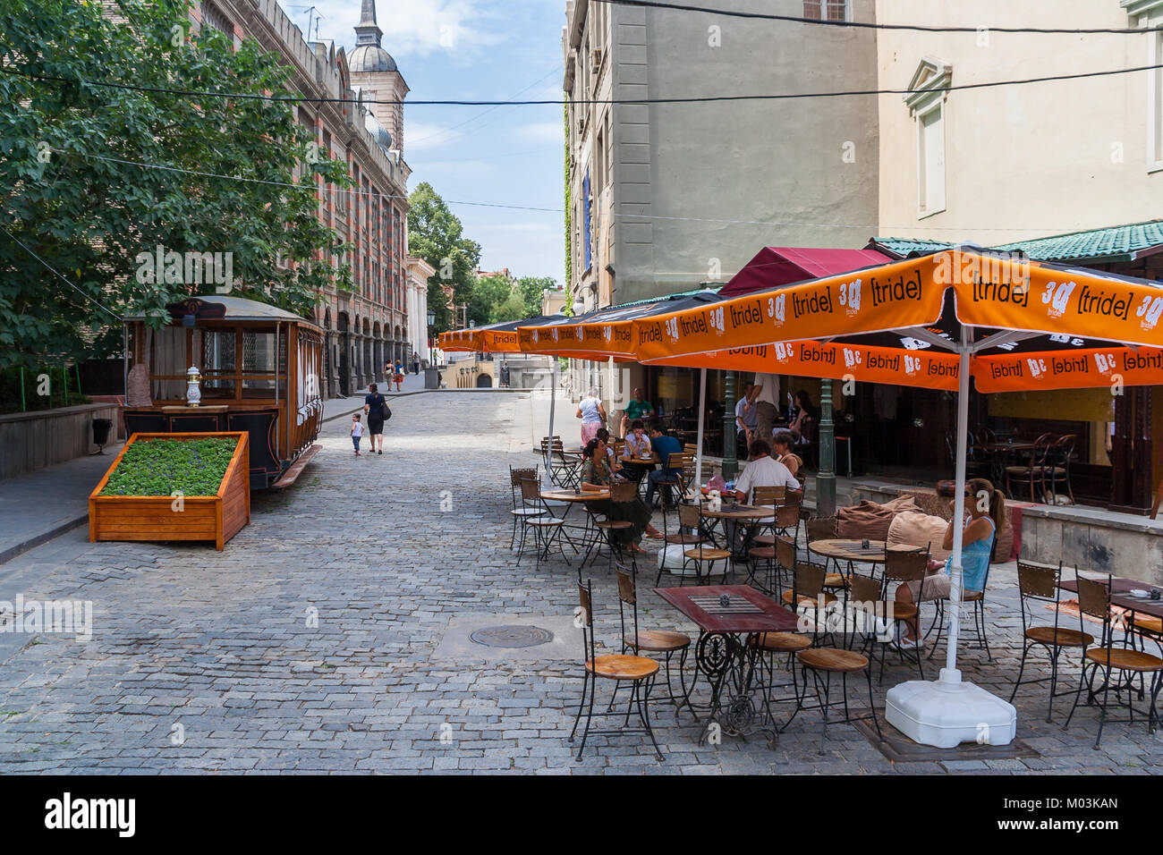 Cafe nel centro storico di Tbilisi, Georgia Foto Stock