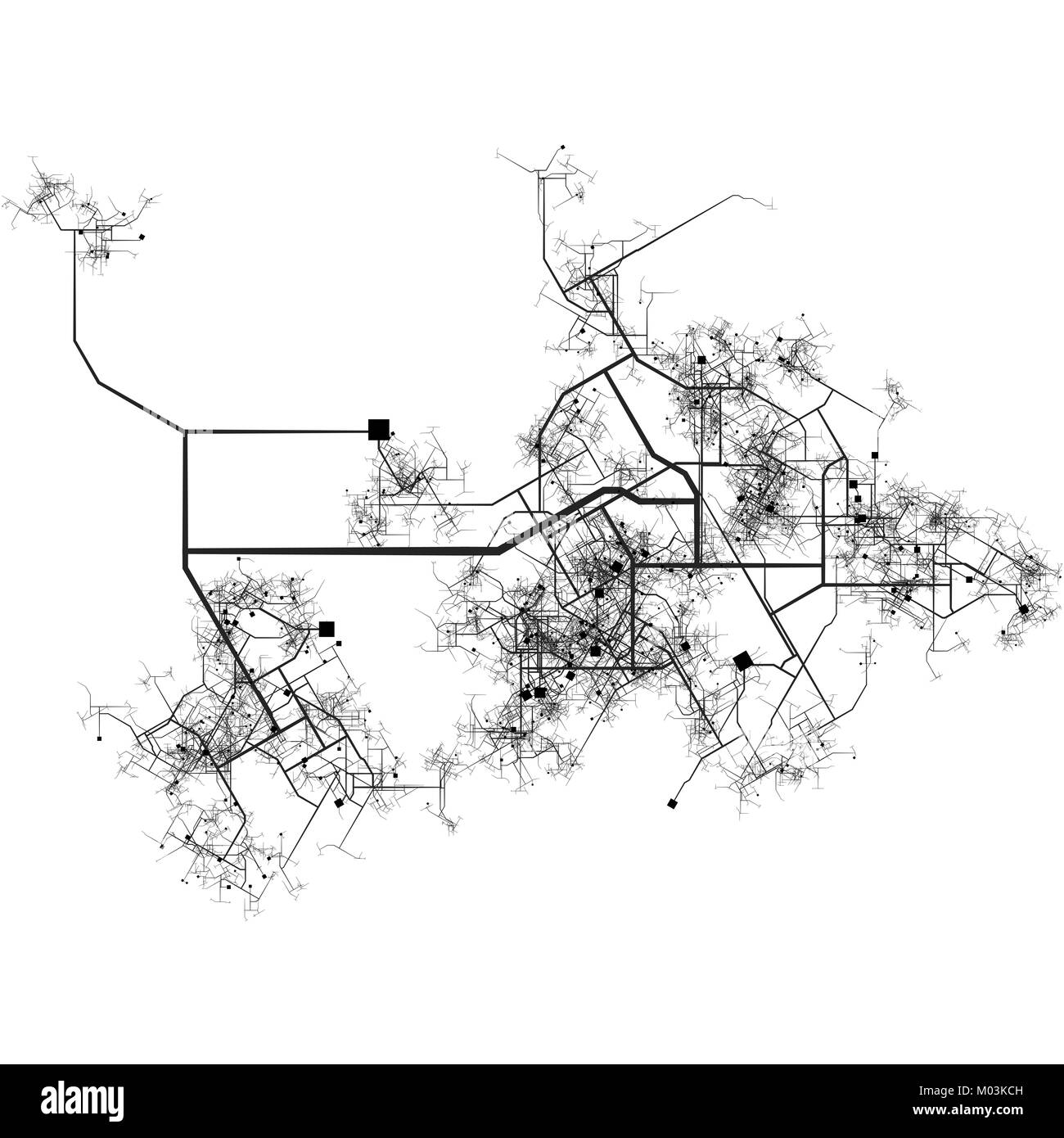 Città la progettazione di infrastrutture con strade ed edifici Foto Stock