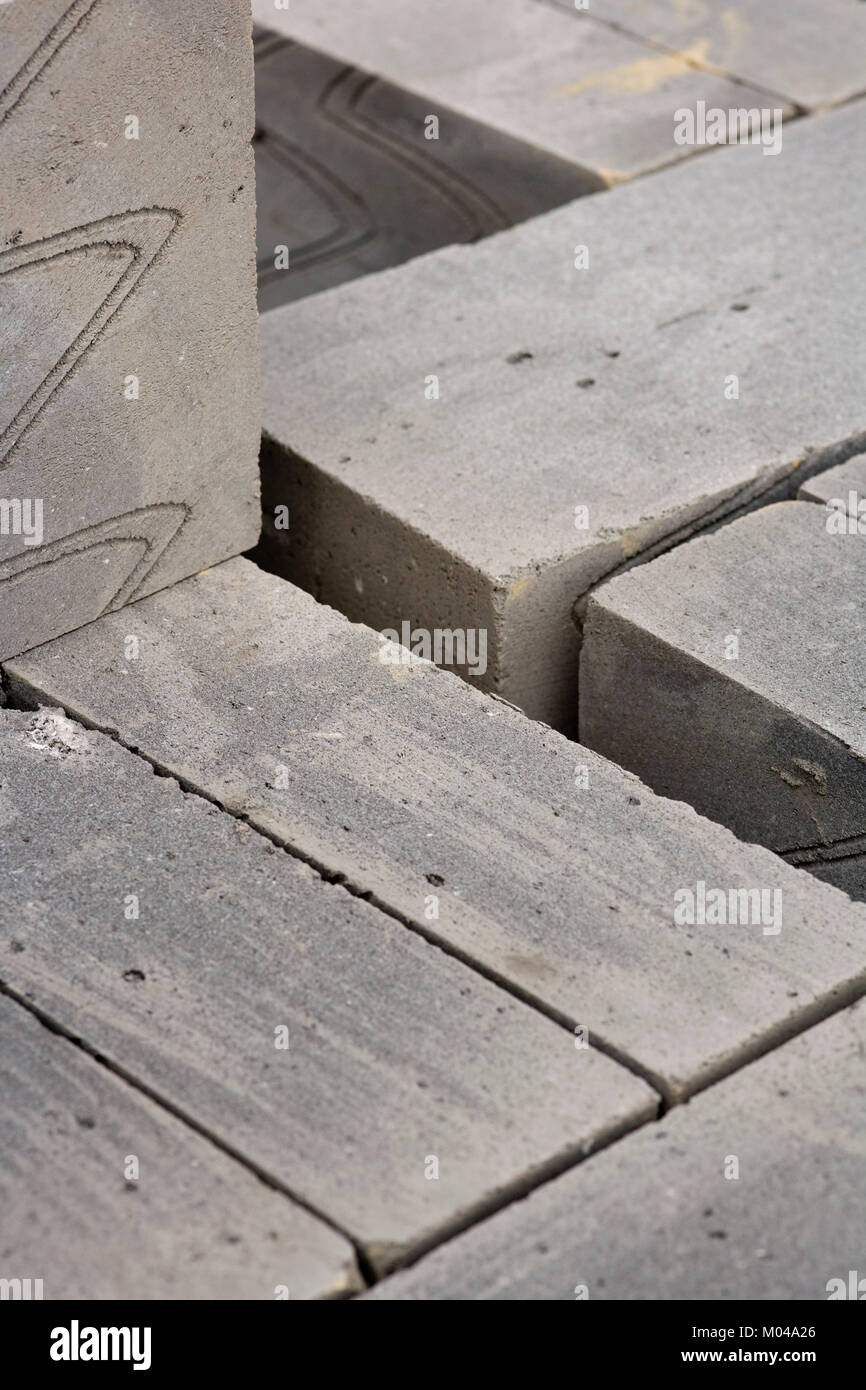 Pila di leggero edificio termale blocchi semi sfondo astratto Foto Stock