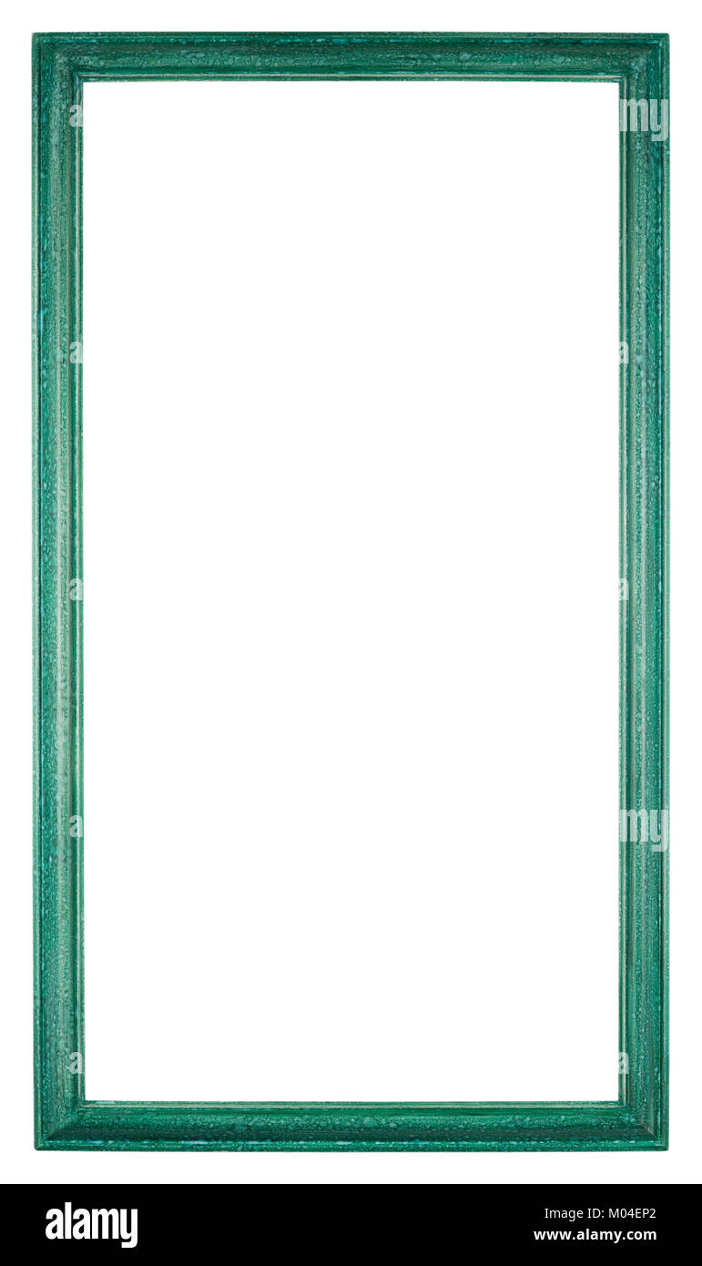 Empty picture frame con un distressed macchiettato di verde dipinto a mano finish Foto Stock