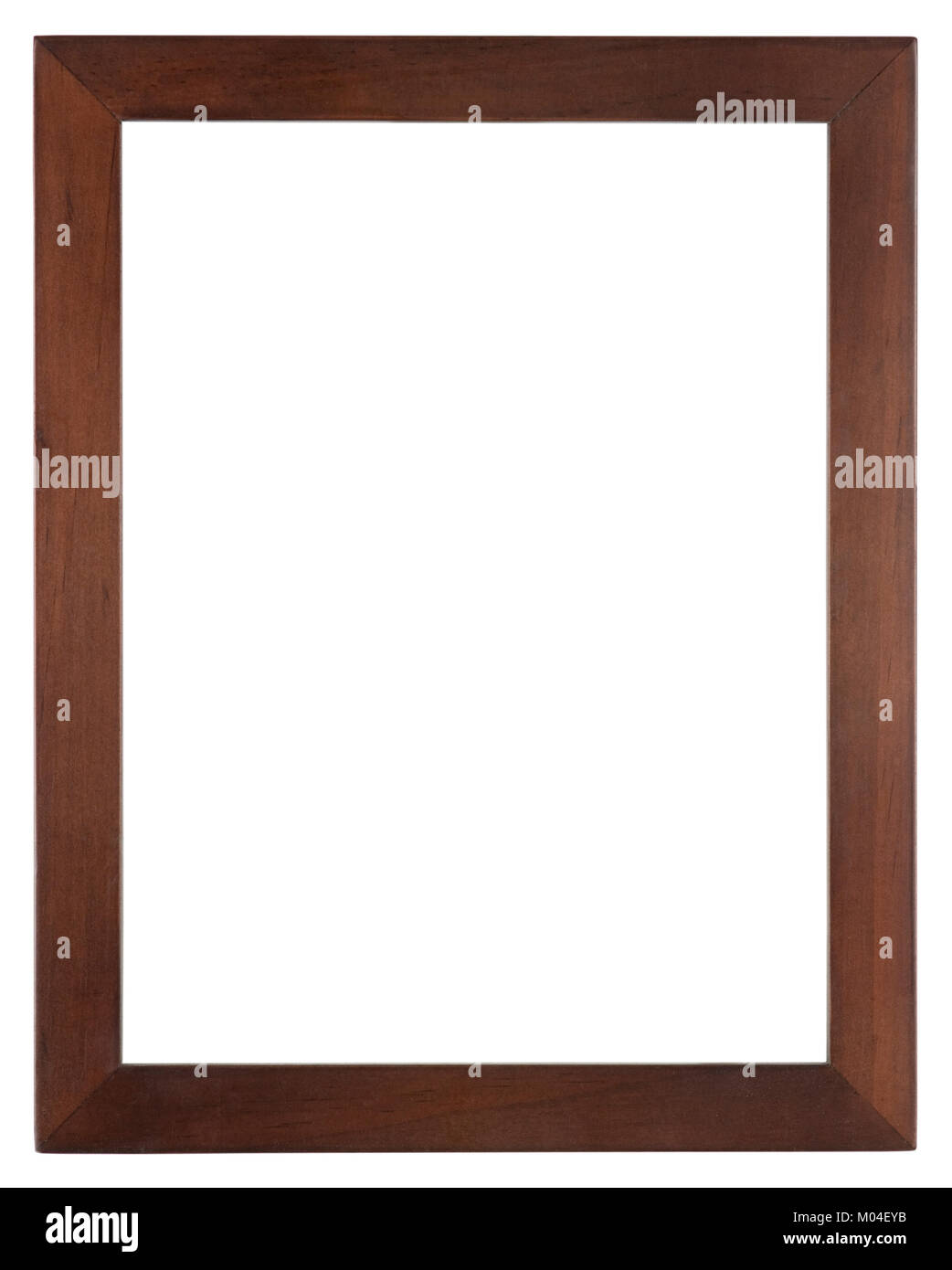 Empty picture frame isolati su bianco, formato ritratto in legno scuro smaltato Foto Stock