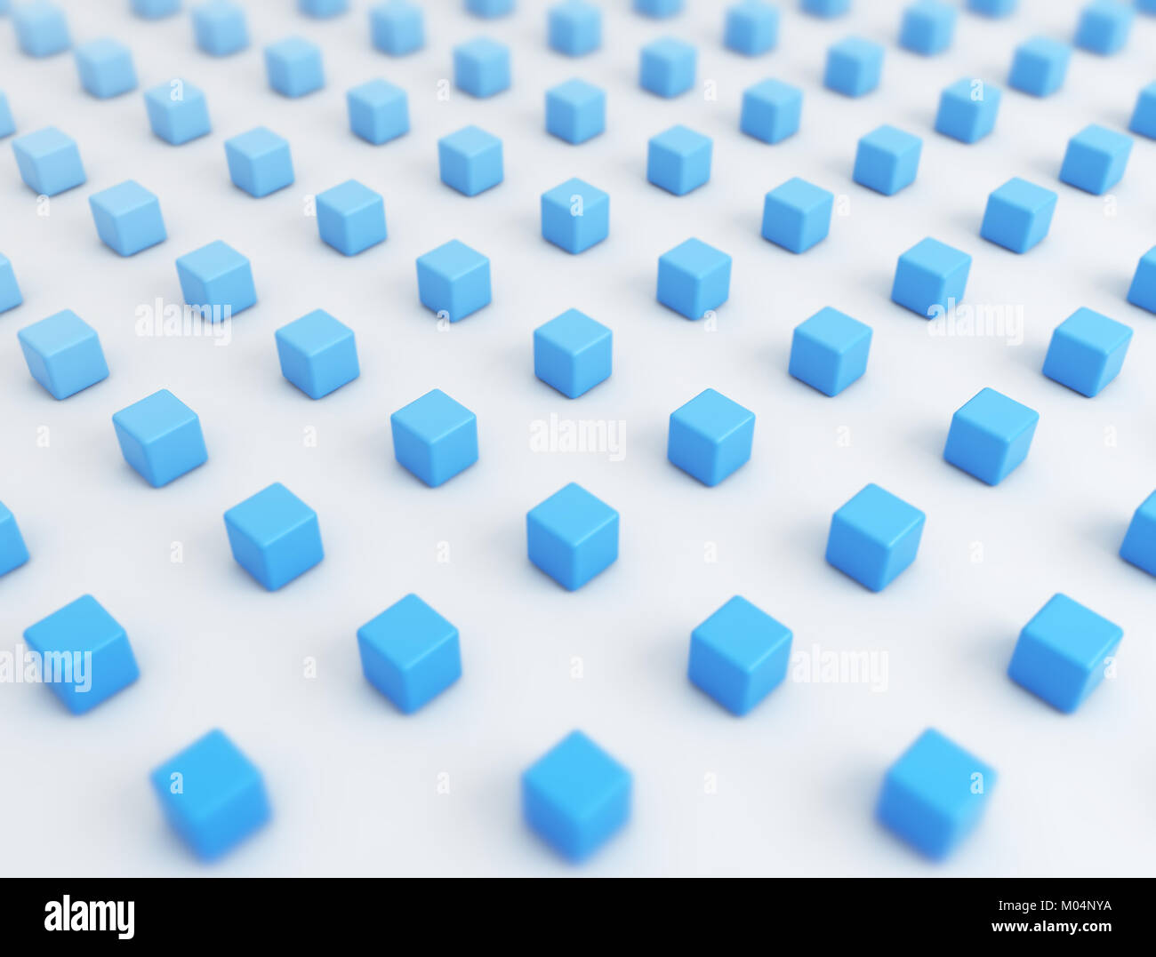 Sfondo digitale piccolo blu 3d i cubi su sfondo bianco Foto Stock
