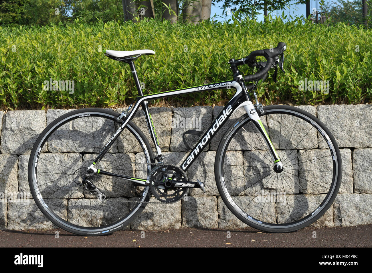 La Cannondale Synapse Carbon 6 105, rilasciata nel 2014, è una bici da strada ad alte prestazioni nota per il suo leggero telaio in carbonio e le caratteristiche avanzate per i ciclisti. Foto Stock
