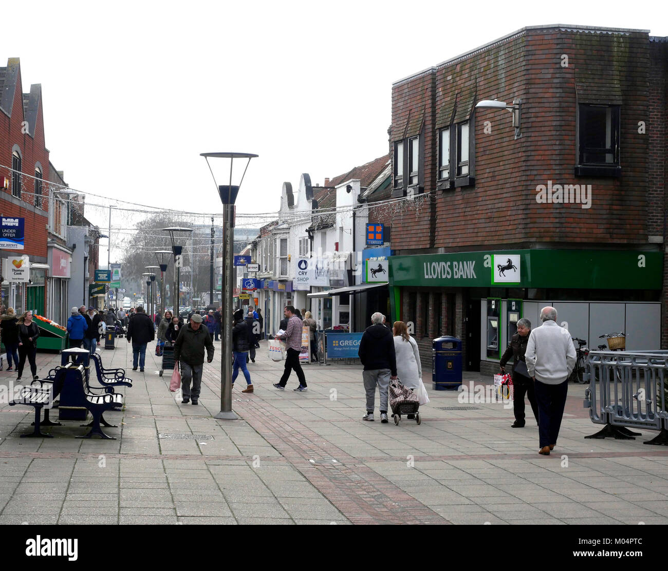 Cosham isola pedonale, High Street, Cosham, Portsmouth, Hampshire, Inghilterra, Regno Unito Foto Stock