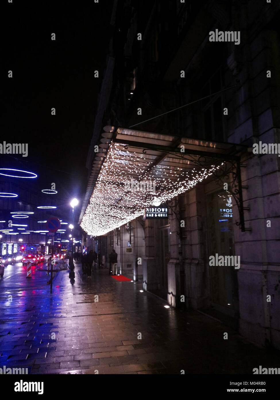 Brussel-Lights a rue Auguste Orts Foto Stock