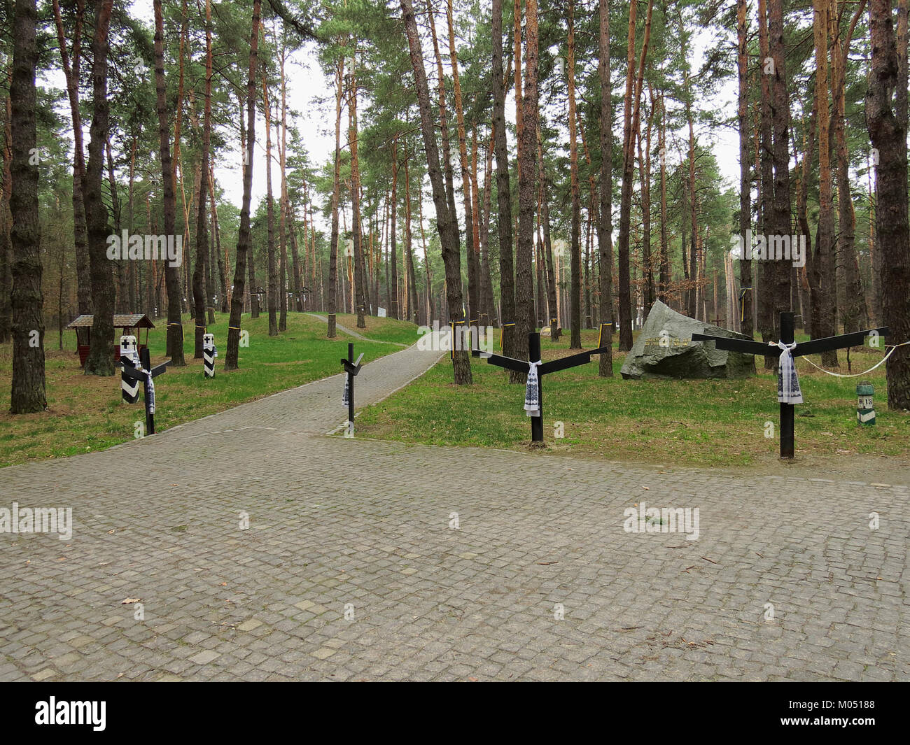 Le Graves di Bykivnia sono una tomba comune situata vicino a Kiev, Ucraina. È associato all'esecuzione di migliaia di cittadini e prigionieri sovietici durante gli anni '1930 e '1940 Foto Stock